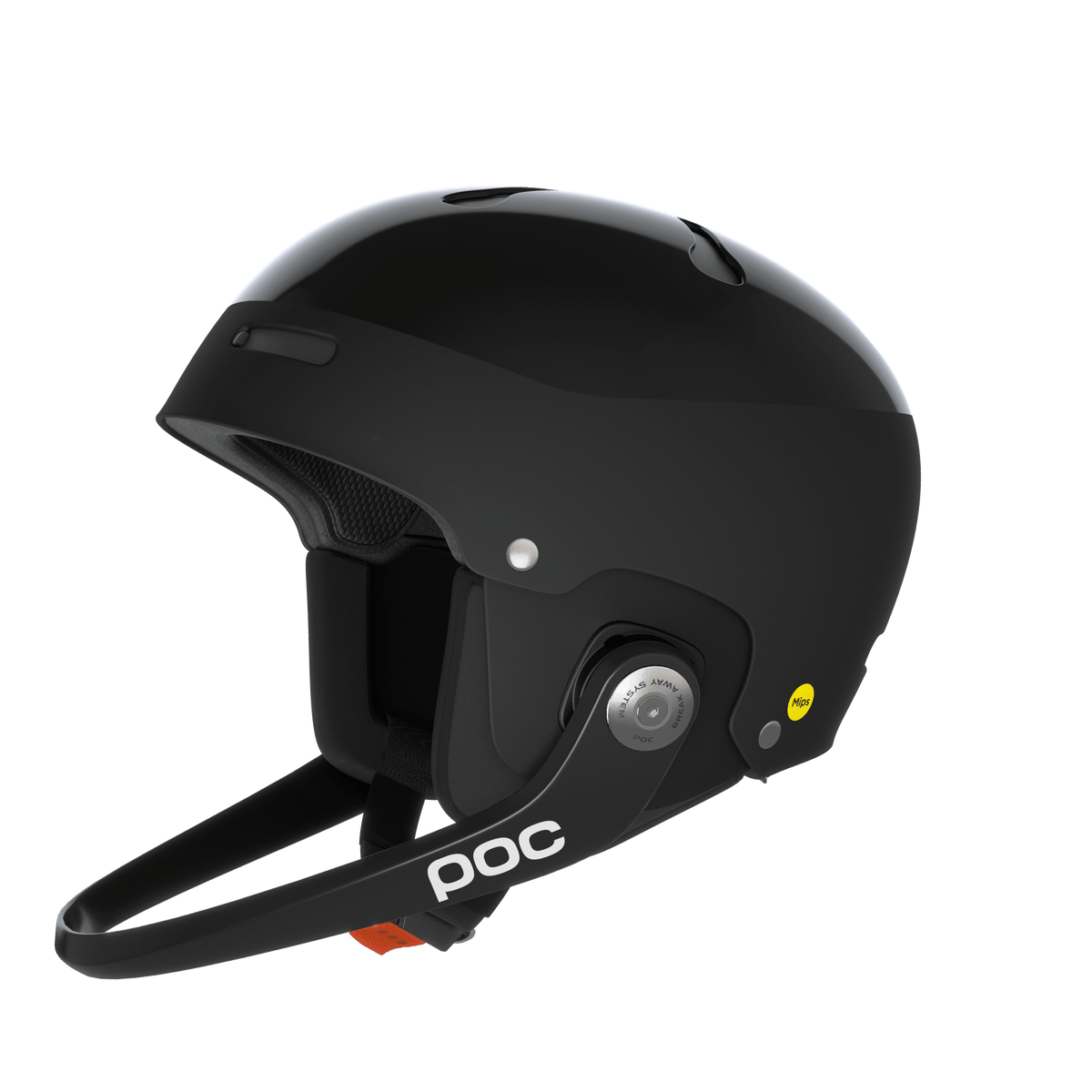 Der POC Sports Poc Artic SL Mips ist ein schwarzer Slalomhelm mit Kinnschutz, Belüftungslöchern und einer gepolsterten Innenausstattung mit MIPS Integra Technologie, die auf einem schlichten weißen Hintergrund zu sehen ist.