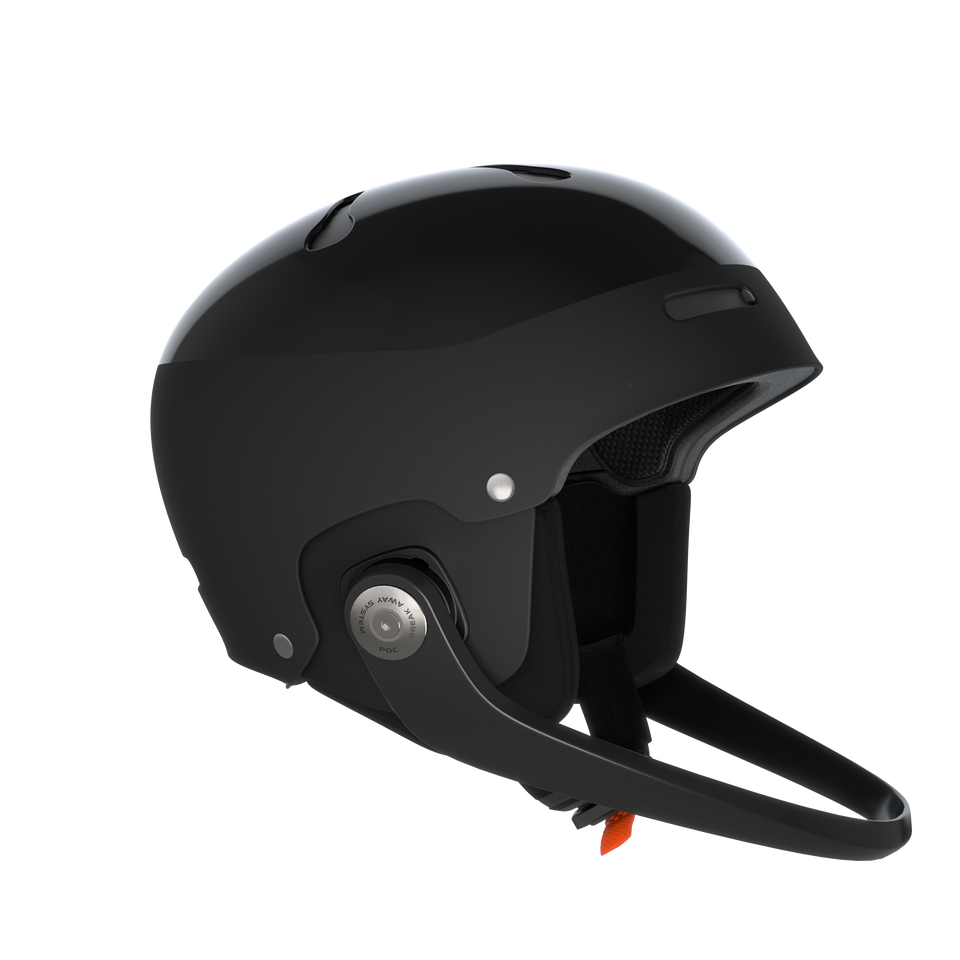 Der POC Sports Poc Artic SL Mips ist ein schwarzer, offener Motorradhelm mit Kinnschutz und seitlichen Metallverschlüssen, der mit der MIPS-Integra-Technologie ausgestattet ist. Er ist auf einem schlichten weißen Hintergrund abgebildet.