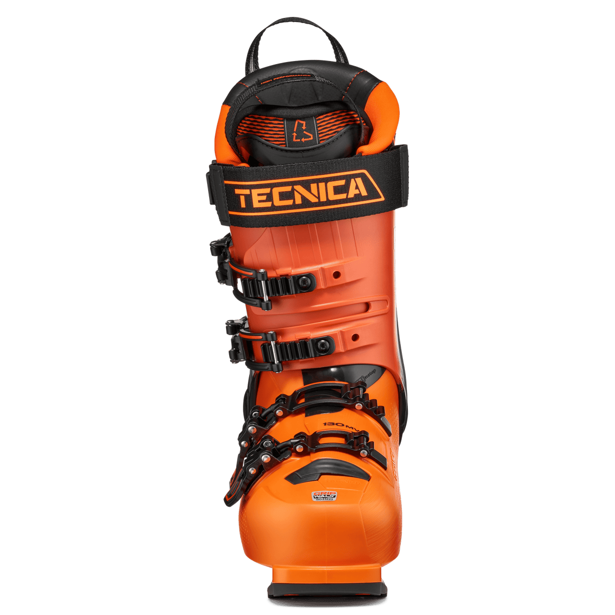 Tecnica Mach1 MV 130 TD2 GW Skischuh in Orange – Vorderansicht