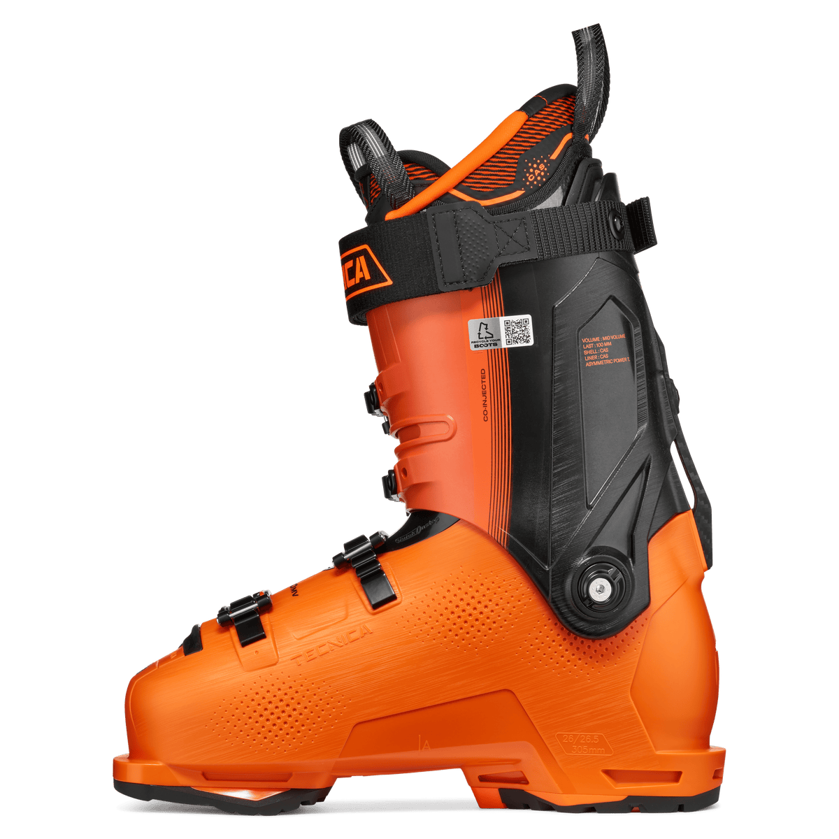 Tecnica Mach1 MV 130 TD2 GW Skischuh in Orange – Seitenansicht der Innenseite