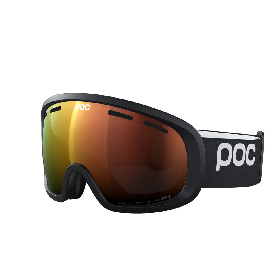 POC Fovea Mid Uranium Black – Skibrille mit orange getönter torischer Scheibe.