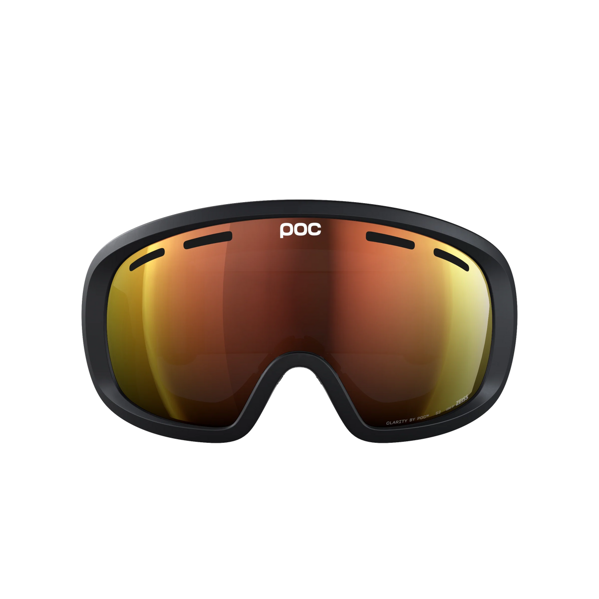 POC Fovea Mid Uranium Black – Frontansicht mit orange-verspiegelter Scheibe.