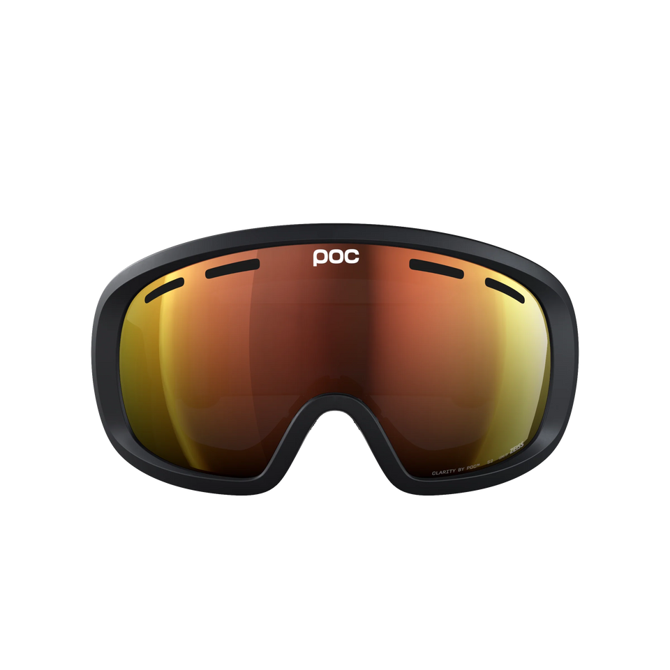 POC Fovea Mid Uranium Black – Frontansicht mit orange-verspiegelter Scheibe.