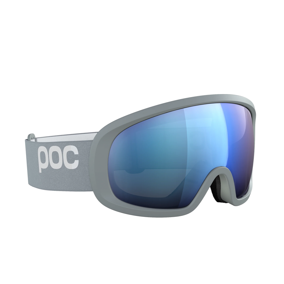 POC Fovea Mid Granite Grey – Seitenansicht mit reflektierender Clarity-Scheibe.
