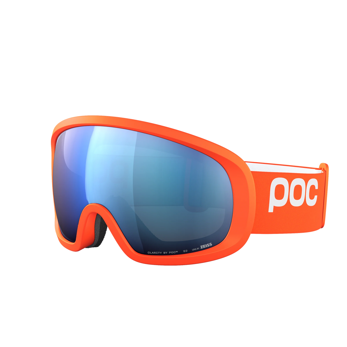 POC Fovea Mid Zink Orange – Skibrille mit blauer Clarity-Scheibe.