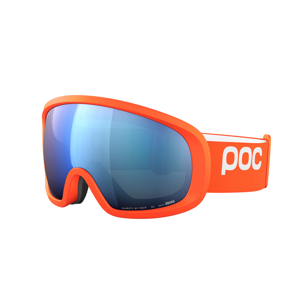 POC Fovea Mid Zink Orange – Skibrille mit blauer Clarity-Scheibe.