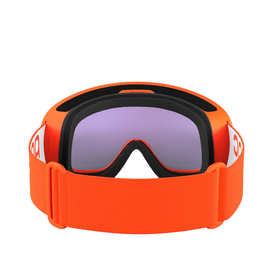 POC Fovea Mid Zink Orange – Rückansicht mit Band und Clarity-Scheibe.