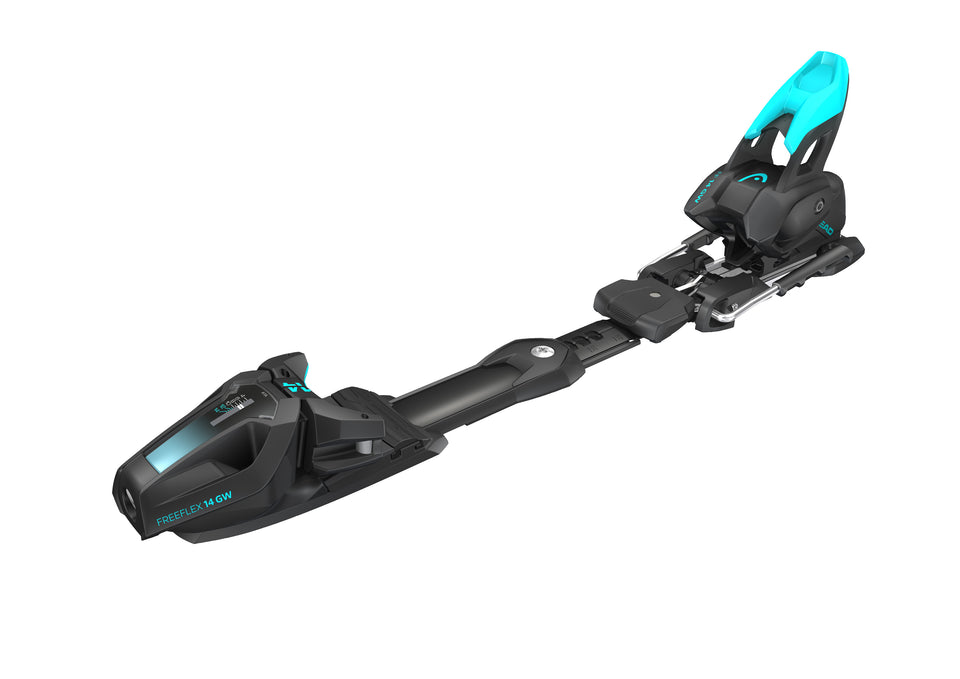 Detailansicht der HEAD Freeflex 14 GW Skibindung – mit GripWalk-Kompatibilität, Freeflex-Technologie und robuster Bauweise für sportliche Skifahrer.