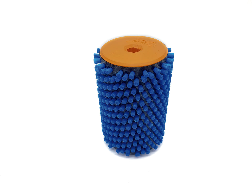 Weiche Nylon Rotorbuerste mit blauen Borsten – ideal zum Polieren und Ausbuersten von Wachs bei Ski- und Snowboardbelag im professionellen Skiservice