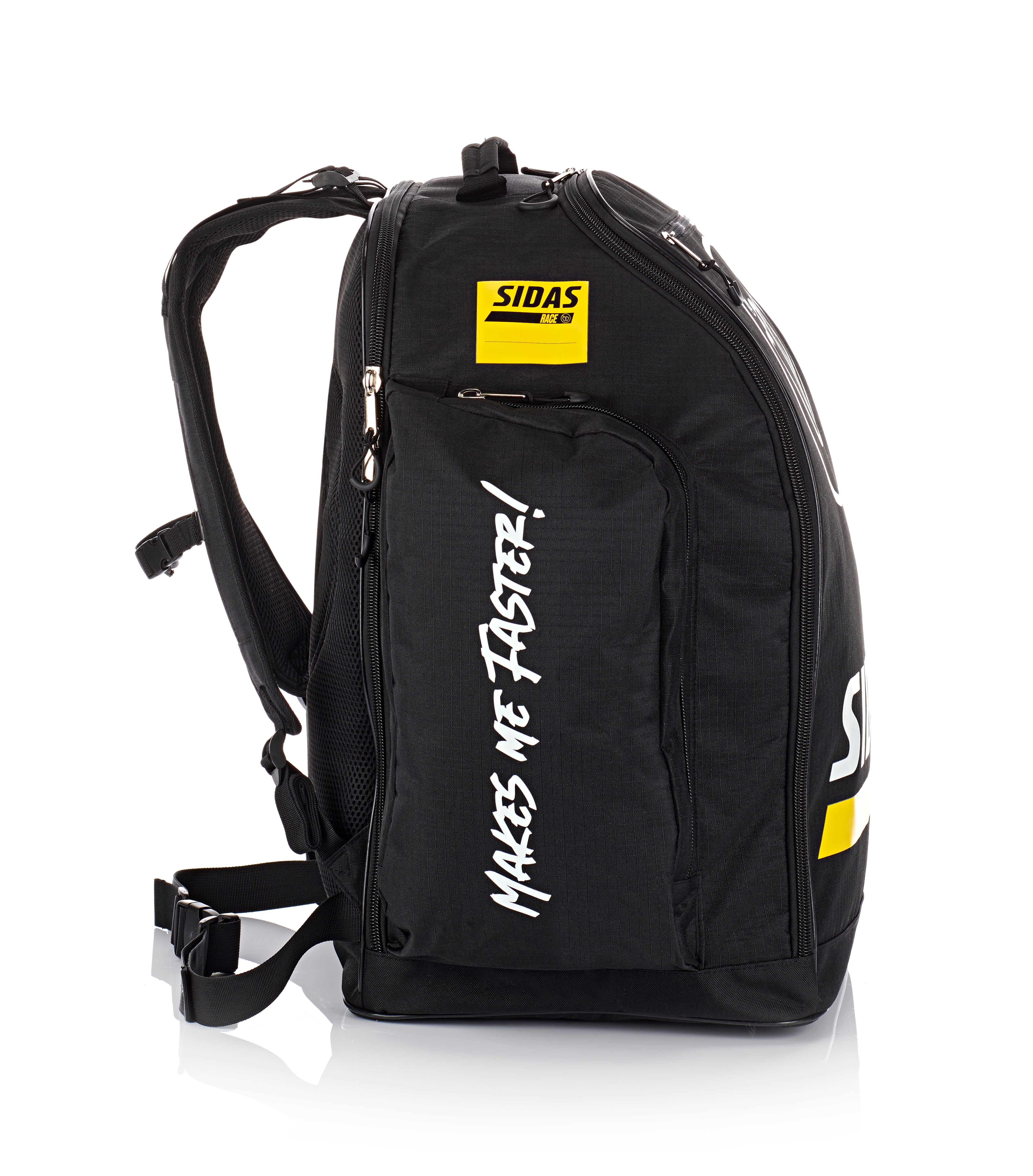Der Sidas Race Bag 60l hat auch auf der Seite praktische Staufächer, dadurch hat man genügen Fächer um sein Zubehör zu sortieren.