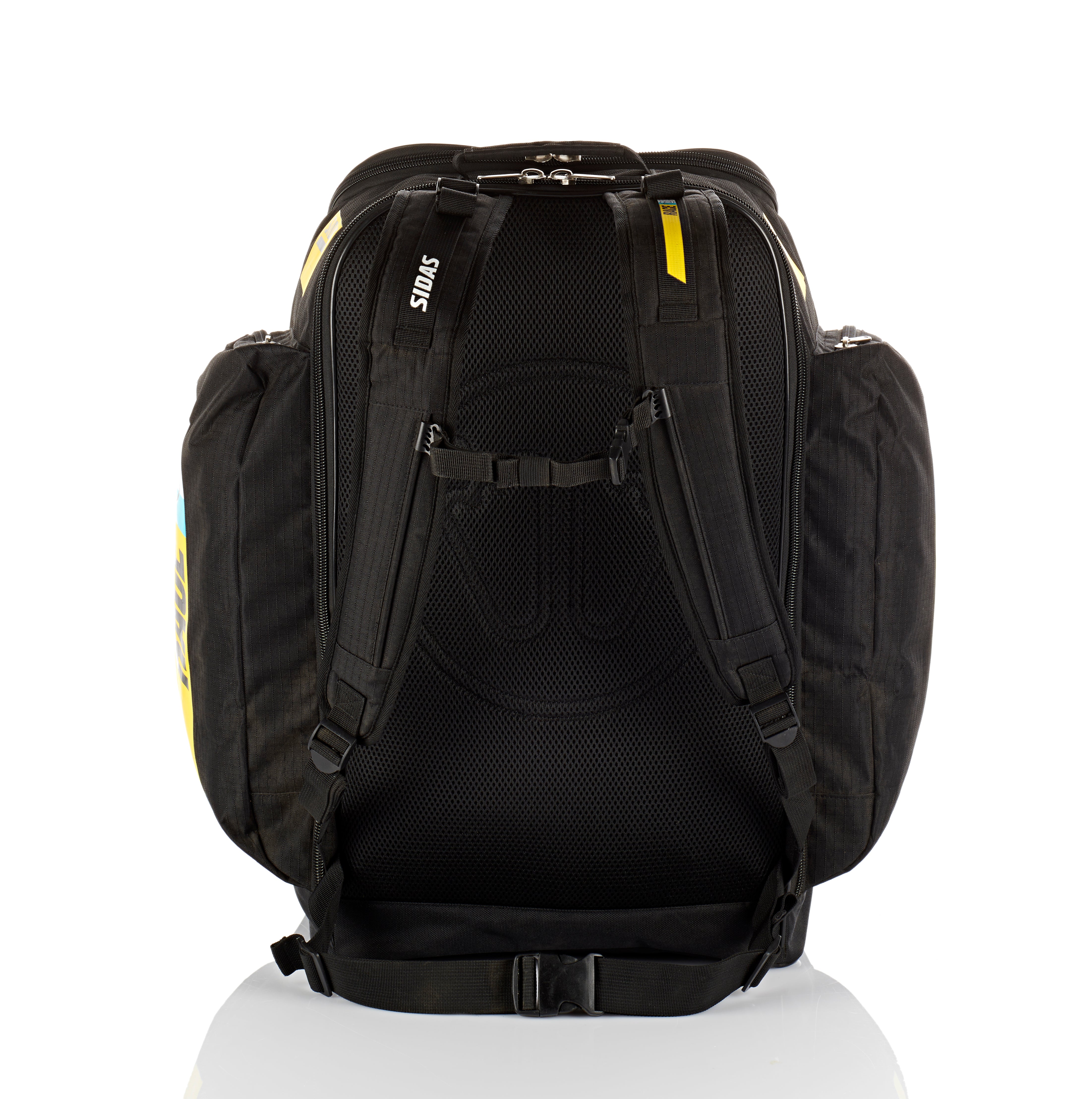 Rückenansicht des Sidas Race Rucksacks 60L – ergonomische Schultergurte und atmungsaktive Rückenpolsterung für optimalen Tragekomfort bei sportlichen Aktivitäten.