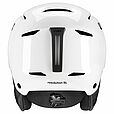 Der Uvex Resolution SL weiß 2026/2027 Skihelm von Uvex zeigt sich von hinten mit Belüftungsschlitzen, einem zentralen schwarzen Längsstreifen und einer verstellbaren Skala an der Basis - ideal für sportliche Fahrer.