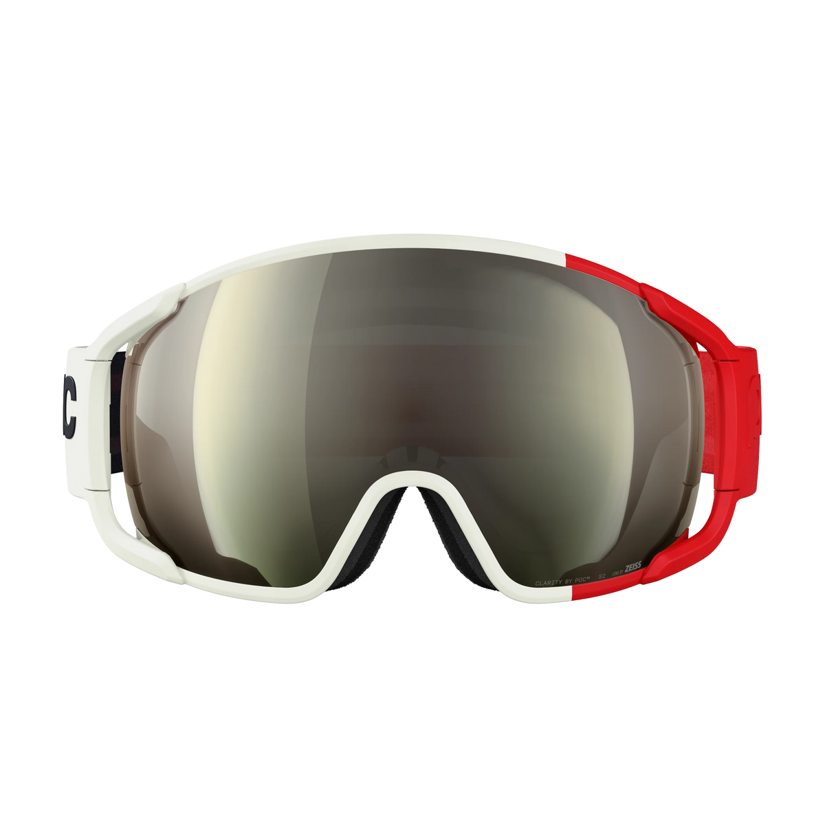 POC Zonula Rouge Blanc – Frontansicht mit reflektierender Clarity-Scheibe.