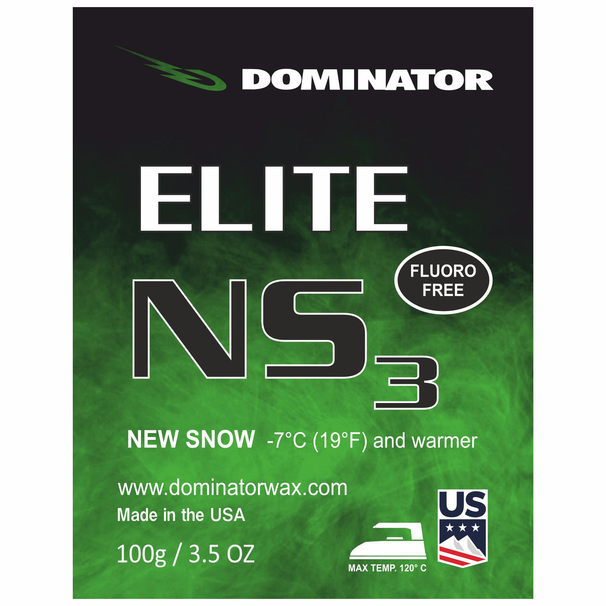 Dominator ELITE NS 3 Skiwachs – Fluorfrei, für Neuschnee bei -7 °C und wärmer – Profi-Wachs für Skifahrer und Snowboarder