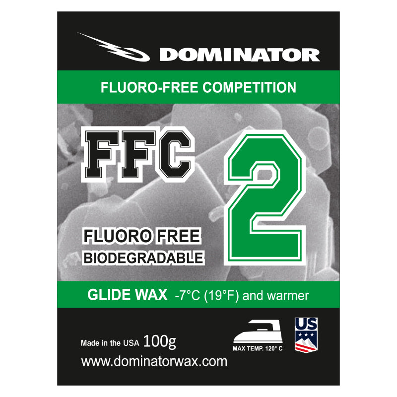 Dominator FFC 2 Skiwachs – fluorfrei, biologisch abbaubar und ideal für wärmere Bedingungen ab -7 °C, nachhaltiges Gleitwachs für Wettkämpfe