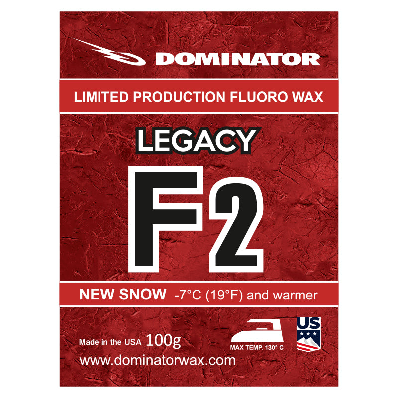 Dominator Legacy F2 Fluorwachs für Neuschnee – Hochleistungs-Skiwachs für Rennen bei -7°C und wärmer, limitierte Sonderedition