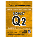 Dominator LEGACY Q2 Fluor-Wachs für alte Schneeverhältnisse – Premium Skiwachs für Temperaturen ab -7 °C – 100 g Block aus den USA