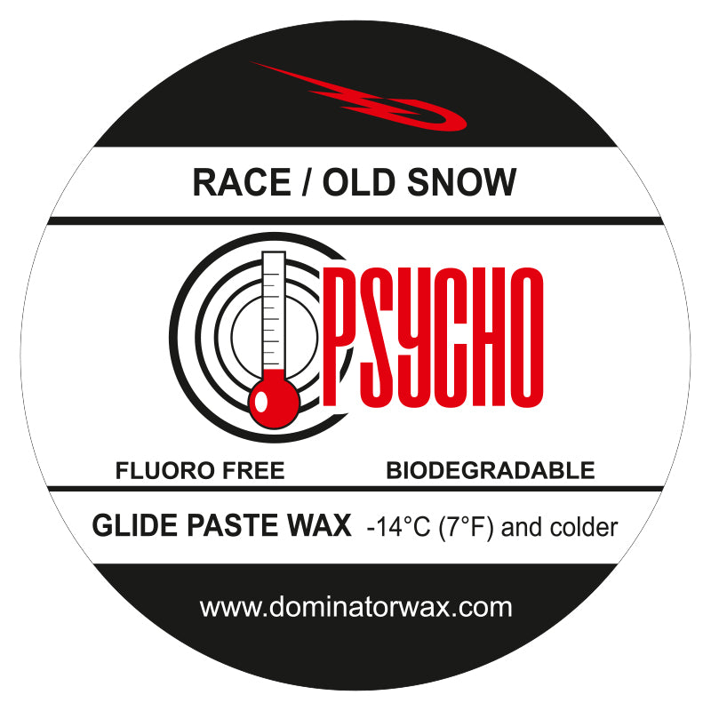 Dominator PSYCHO Gleitwachs Paste für Altschnee – Fluorfrei & biologisch abbaubar – Rennwachs für Temperaturen unter -14 °C für Ski und Snowboard