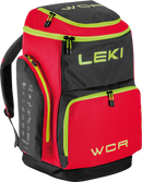 LEKI WCR Team Skirucksack in Rot und Schwarz – robuster und geräumiger Race-Rucksack für Skirennsport, mit mehreren Fächern für Schuhe, Helm und Zubehör, ideal für Profisportler und Rennteams