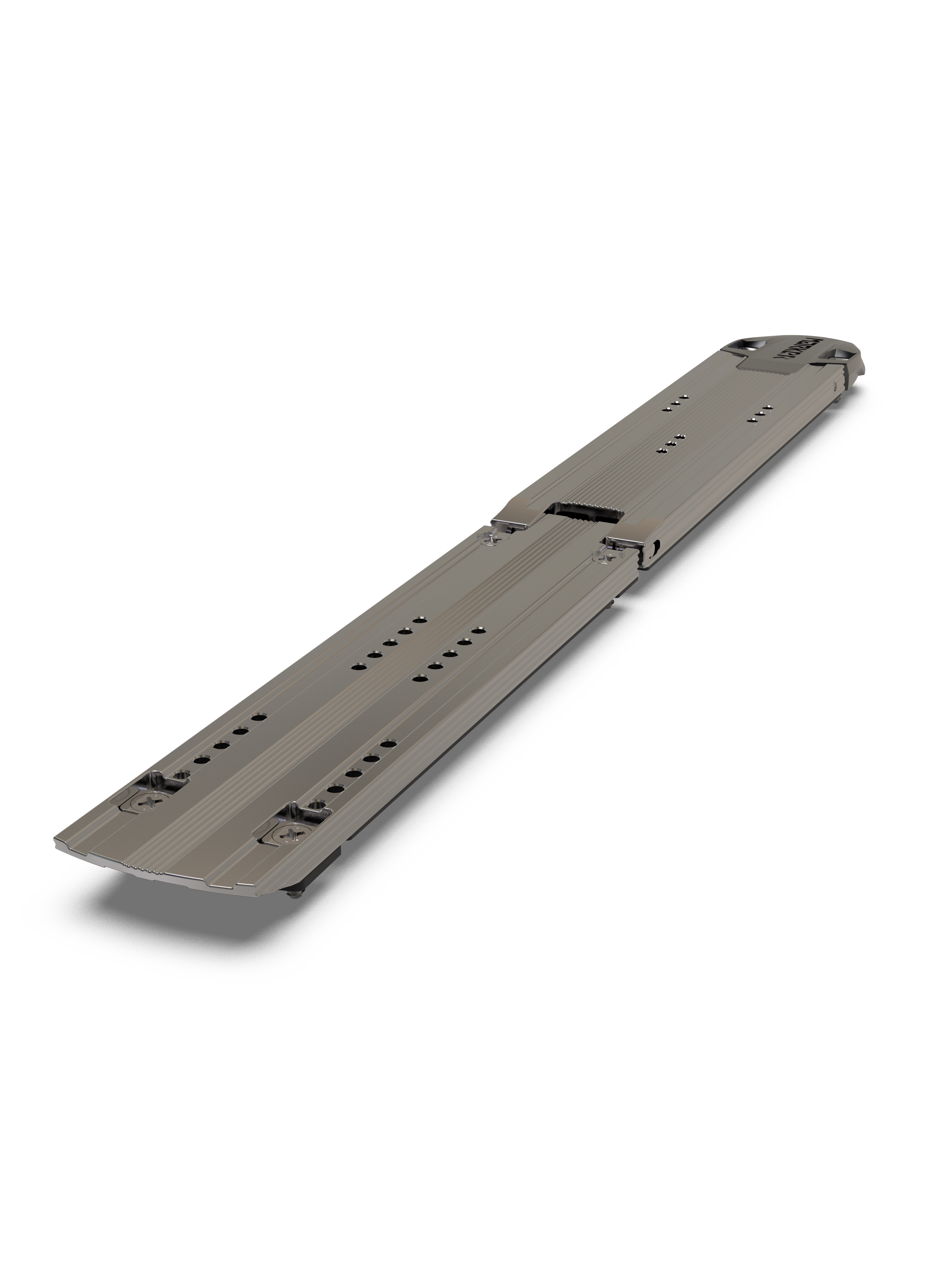 Marker Alu Pro Plate – Rückansicht der robusten Aluminiumplatte für Rennski-Bindungen. Entwickelt für präzise Kraftübertragung und maximale Performance im alpinen Skirennsport.