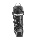 Vorderansicht des schwarzen Nordica DOBERMANN 5 RD-93 EXTRA STIFF 2026/2027 mit zwei verstellbaren Schnallen und einem Klettverschluss mit weißem Schriftzug "Nordica".