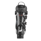 Rückansicht eines schwarzen Nordica DOBERMANN 5 RD-93 STIFF 2026/2027 Race Boot mit Schnallen, oberem Riemen, roten Akzenten, Wolfsgrafik an der Seite und weißem N-Logo an der Ferse vor weißem Hintergrund.