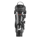Rückansicht eines schwarzen Nordica DOBERMANN 5 RD-93 STIFF 2026/2027 Race Boot mit Schnallen, oberem Riemen, roten Akzenten, Wolfsgrafik an der Seite und weißem N-Logo an der Ferse vor weißem Hintergrund.