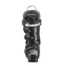 Der Nordica DOBERMANN 5 RD-93 STIFF 2026/2027 Skischuh in Schwarz ist von vorne zu sehen. Er hat verstellbare Schnallen, einen Klettverschluss und ein auffälliges weißes Nordica-Branding auf der Manschette vor einem schlichten weißen Hintergrund.