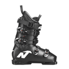Der Nordica DOBERMANN 5 RD-93 MEDIUM 2026/2027, in schwarz, verfügt über vier verstellbare Schnallen, einen oberen Power Strap und auffällige weiße Nordica-Logos an Ferse und Knöchel. Abgebildet in der Seitenansicht auf weißem Hintergrund.