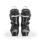 Ein Paar schwarze Nordica DOBERMANN 5 RD-93 SOFT L.C. 2026/2027 Rennstiefel wird von vorne gezeigt, wobei die Schnallen und die gepolsterten Innenseiten vor einem schlichten weißen Hintergrund hervorgehoben werden.
