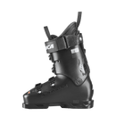 Der Nordica DOBERMANN 5 96 L.C. MEDIUM 2026/2027, ein schwarzer Skischuh mit drei Schnallen, Power Strap, Wolfslogo und strukturierter Oberfläche, wird in einer Profilansicht vor weißem Hintergrund gezeigt.