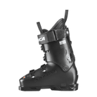 Der Nordica DOBERMANN 5 96 L.C. MEDIUM 2026/2027, ein schwarzer Skischuh mit drei Schnallen, Power Strap, Wolfslogo und strukturierter Oberfläche, wird in einer Profilansicht vor weißem Hintergrund gezeigt.