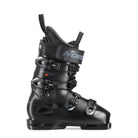 Der Nordica DOBERMANN 5 SOFT L.C. BLACK ist ein schwarzer Performance-Skischuh mit mehreren verstellbaren Schnallen, einem oberen Riemen und Nordica-Branding an der Seite sowie DOBERMANN S.C. im Knöchelbereich.