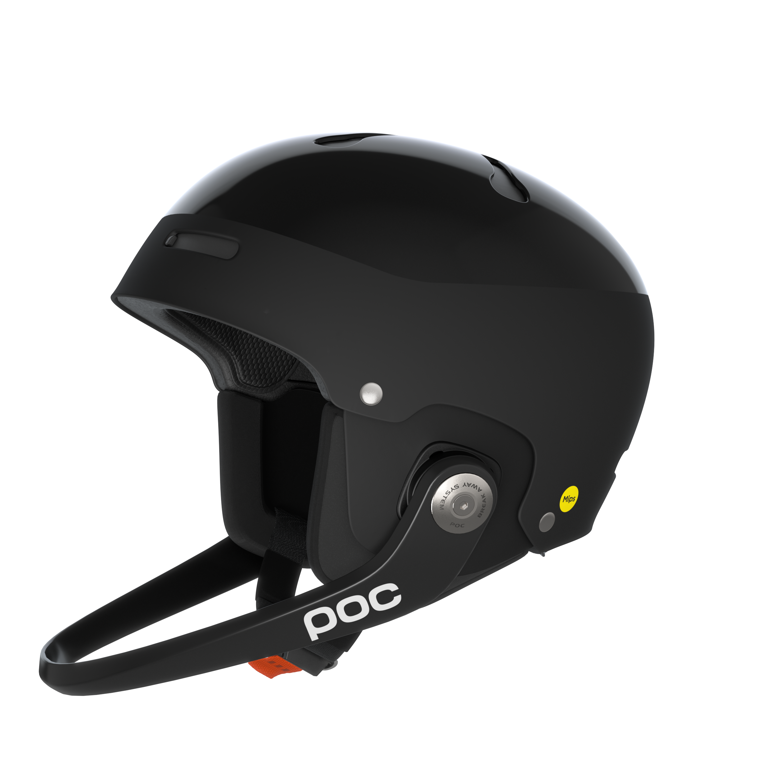 Der POC Sports Poc Artic SL Mips ist ein schwarzer Slalomhelm mit Kinnschutz, Belüftungslöchern und einer gepolsterten Innenausstattung mit MIPS Integra Technologie, die auf einem schlichten weißen Hintergrund zu sehen ist.