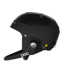 Der POC Sports Poc Artic SL Mips Helm, in schwarz, verfügt über einen abnehmbaren Kinnschutz und MIPS Integra. Abgebildet auf der linken Seite auf einem schlichten weißen Hintergrund.