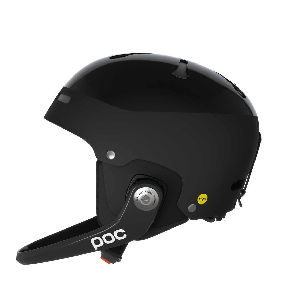 Der POC Sports Poc Artic SL Mips Helm, in schwarz, verfügt über einen abnehmbaren Kinnschutz und MIPS Integra. Abgebildet auf der linken Seite auf einem schlichten weißen Hintergrund.