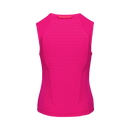 Ein ärmelloses, leuchtend pinkes Sportoberteil mit dezentem Sechseckmuster - ideal zum Überziehen über die POC Sports POC pocito VPD Air VEST für zusätzliche Sicherheit.
