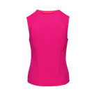 Ein ärmelloses, leuchtend pinkes Sportoberteil mit dezentem Sechseckmuster - ideal zum Überziehen über die POC Sports POC pocito VPD Air VEST für zusätzliche Sicherheit.
