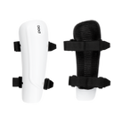 Zwei POC Sports Forearm Classic Hartschalenprotektoren mit schwarzen verstellbaren Riemen sind vorne und hinten auf einem schlichten weißen Hintergrund abgebildet, ideal für den Skirennsport. Das POC Sports Logo ist auf einem Schutz sichtbar.