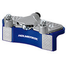 Der Holmenkol Side Wall Planer Pro von Holmenkol verfügt über ein blau-silbernes Gehäuse, Einstellknöpfe und strukturierte Griffpads für präzises Skikanten-Tuning.