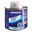 Eine 100-ml-Dose Holmenkol Syntec FF Cleaner mit weißer Kappe, blau-lila Design und Skifahrer-Illustration - fluorfrei und ideal für die Skipflege.