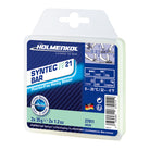 Auf der Verpackung des Holmenkol Syntec FF 21 Bar Wachses sind Produktdetails, das Markenlogo, Anwendungssymbole für Skibedingungen, eine deutsche Flagge und der empfohlene Temperaturbereich von 0°C bis -20°C angegeben.