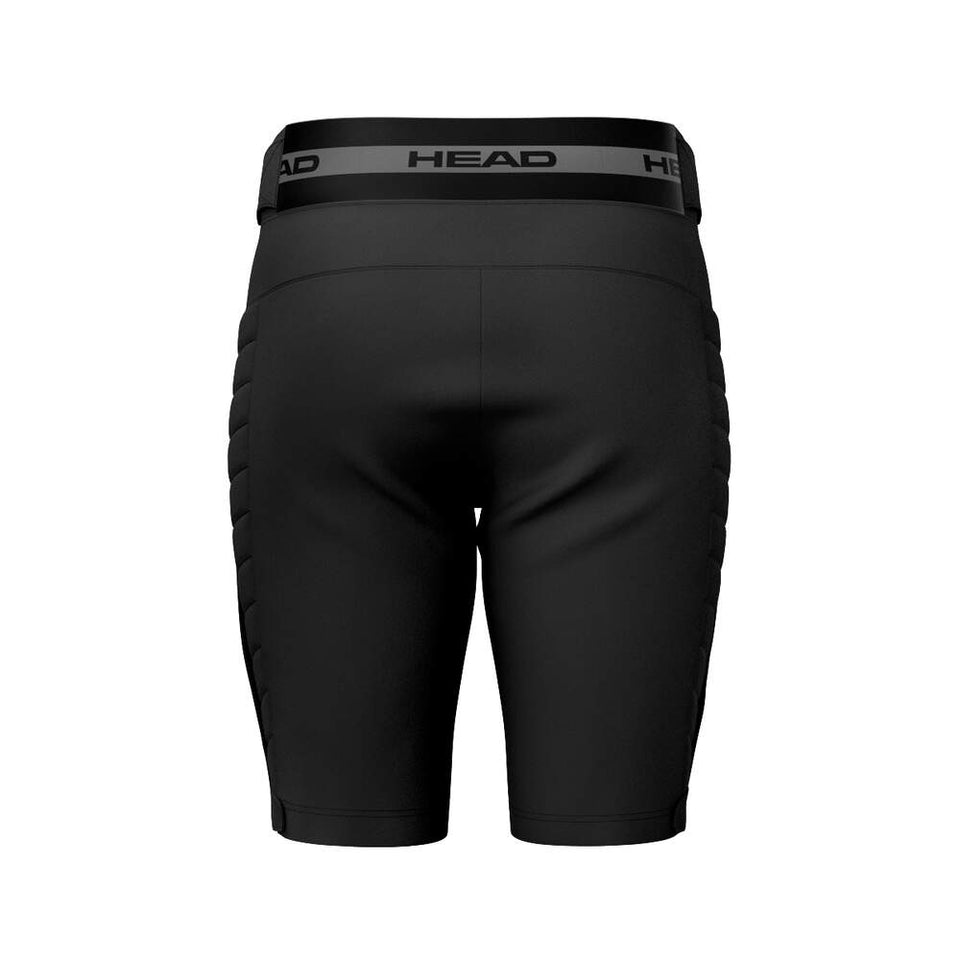 Rückansicht der Head Race Shorts Junior 2026/2027 von Head mit elastischem Logo-Bund, knielanger Passform und Seiteneinsätzen. Die Skishorts sind auf einem einfarbig weißen Hintergrund abgebildet.