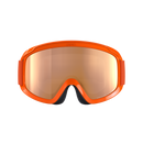 Die POC Sports POCito Opsin Skibrille hat eine reflektierende, goldfarbene Scheibe, eine schwarze Innenpolsterung und rote, verstellbare Bänder auf einem schlichten weißen Hintergrund.