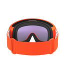 Die POC Sports POC Fovea Skibrille verfügt über ein breites, elastisches, orangefarbenes Band und eine große, leicht lila getönte Scheibe mit Clarity-Technologie, von hinten gesehen mit sichtbarem Band und Polsterung.