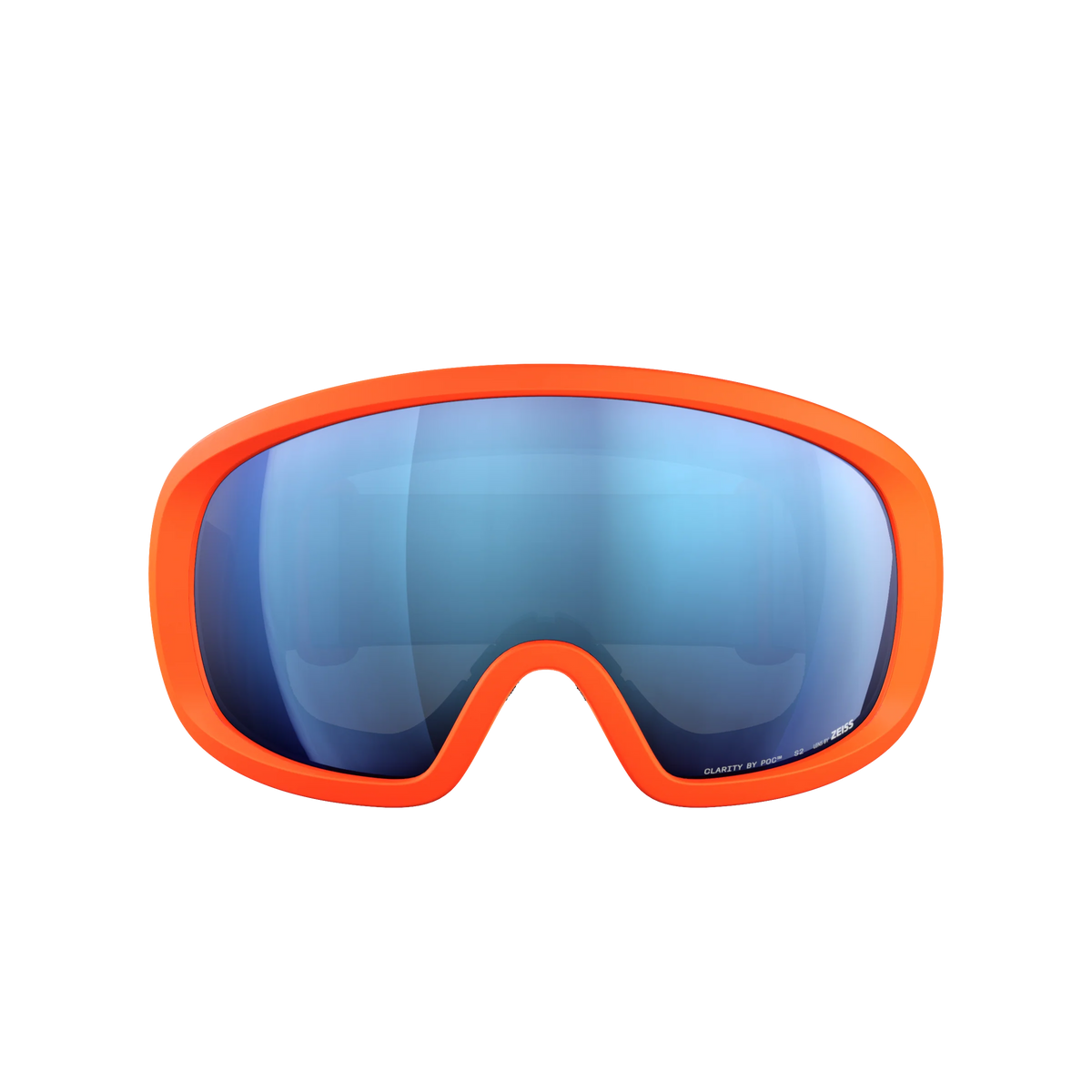 POC Fovea Mid Zink Orange – Frontansicht mit reflektierender blauer Scheibe.