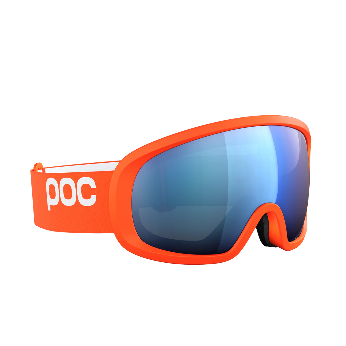 POC Fovea Mid Zink Orange – Seitenansicht mit Clarity-Scheibe und POC-Band.