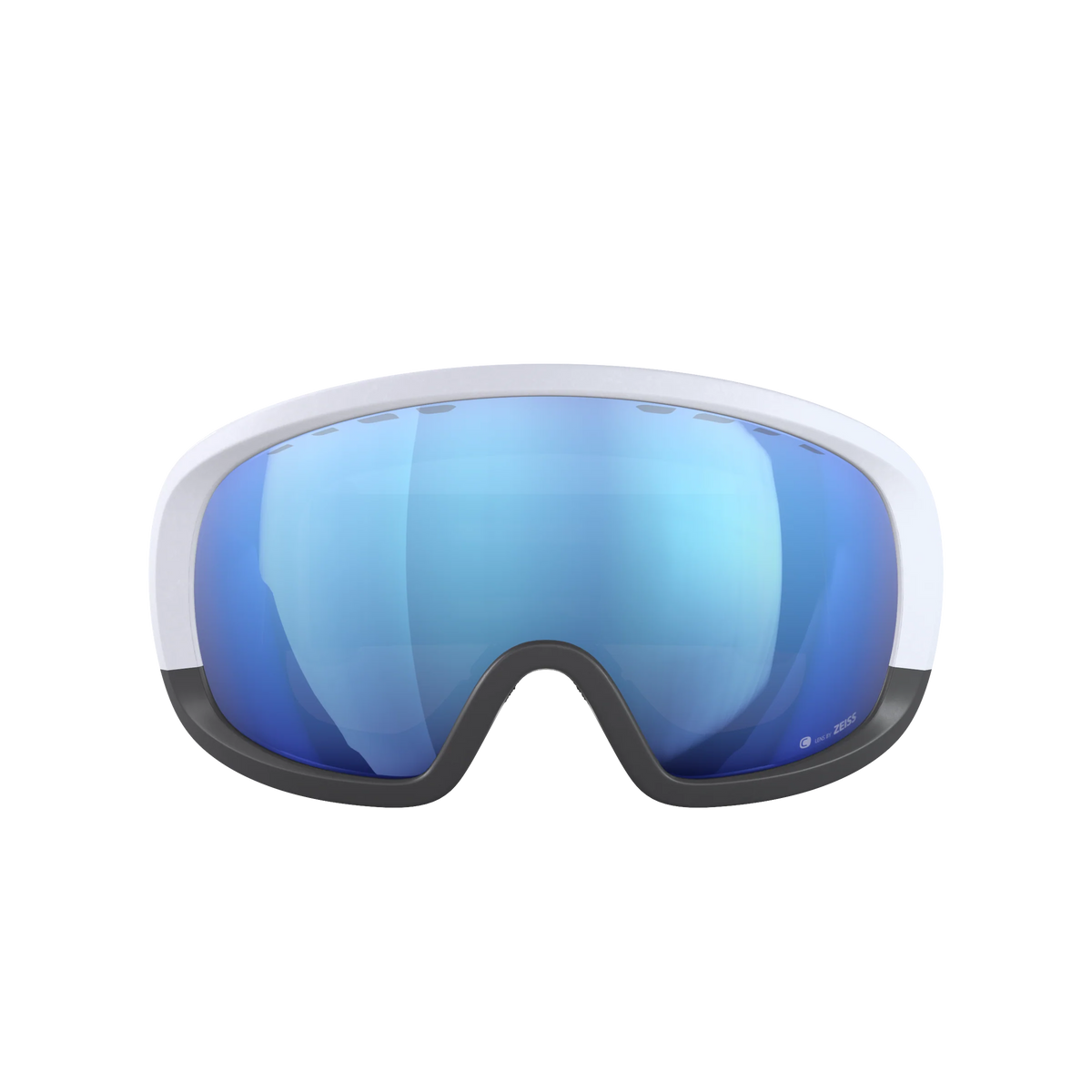 POC Fovea Mid Race Marco Odermatt Ed. – Frontansicht mit reflektierender blauer Scheibe.