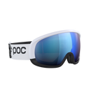POC Fovea Mid Race Marco Odermatt Ed. – Seitenansicht mit blau getönter Scheibe und weißem Band.
