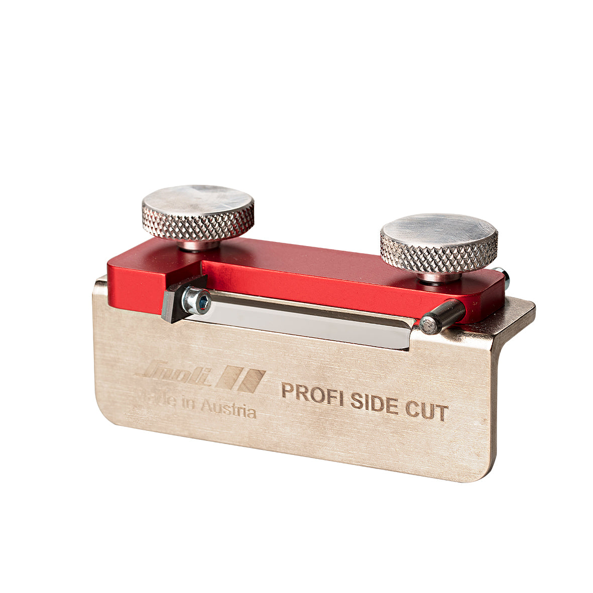 Präziser Seitenwangenhobel „Profi Side Cut“ von Snoli zum professionellen Abziehen der Skiseitenwangen, aus hochwertigem Metall gefertigt – Made in Austria